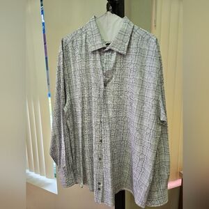 Alfani Gray Casual Button Down Shirt Lightweight Plaid